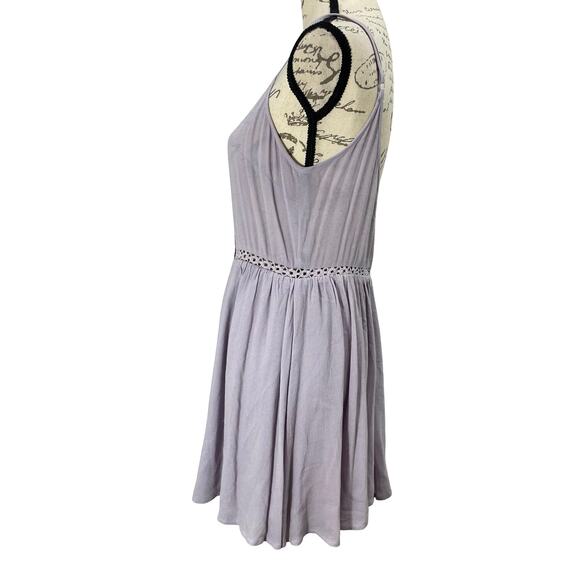 TOBI Lavender Purple Casual ButtonFront Mini Dress Eyelet Crochet Waist Sundress - Picture 4 of 10